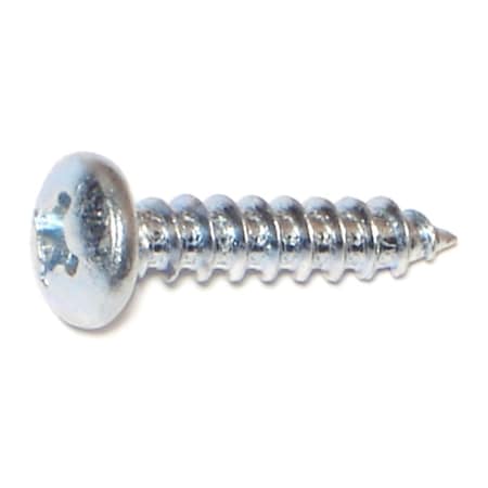 Midwest Fastener Sheet Metal Screw, #12 x 1 in, Zinc Plated Steel Pan Head Phillips Drive, 100 PK 03257